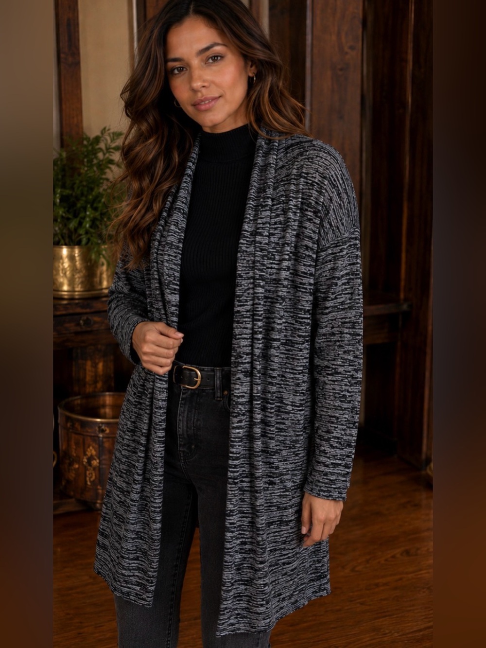 Banana Republic Long Cardigan Sweater Women Open Front Pockets